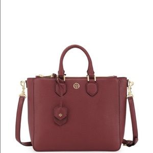 Tory Burch Robinson pebbled-leather square tote
